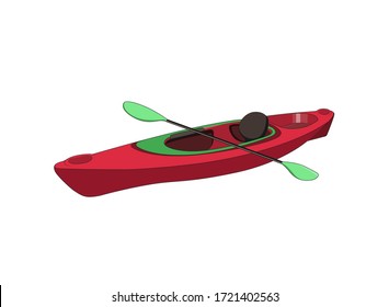 Sport racing kayak or canoe with paddels. Vector isolated graphic illustration