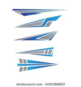 Sport racing stripes car stickers. modification body speed and drift vinyl decal for car bike and truck. Vector race car stickers isolated set blue