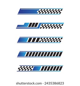 Sport racing stripes car stickers blue. modification body speed and drift vinyl decal for car bike and truck. Vector race car stickers isolated set