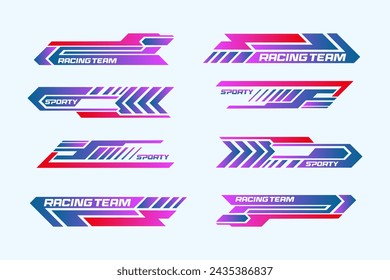 Sport racing stripes car stickers. modification body speed and drift vinyl decal for car bike and truck. Vector race car stickers isolated set
