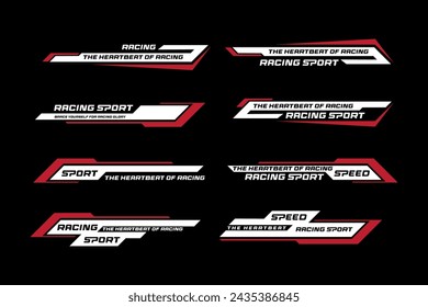 Sport racing stripes car stickers. modification body speed and drift vinyl decal for car bike and truck. Vector race car stickers isolated set