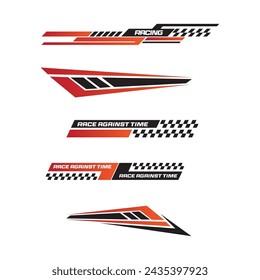 Sport racing stripes car stickers. modification body speed and drift vinyl decal for car bike and truck. Vector race car stickers isolated set