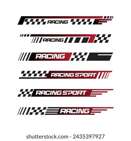 Sport racing stripes car stickers. modification body speed and drift vinyl decal for car bike and truck. Vector race car stickers isolated set