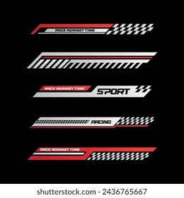 Sport racing stripes car stickers. modification body speed and drift vinyl decal for car bike and truck. Vector race car stickers isolated	