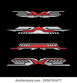Sport racing stripes car stickers. modification body speed and drift vinyl decal for car bike and truck. Vector race car stickers isolated	