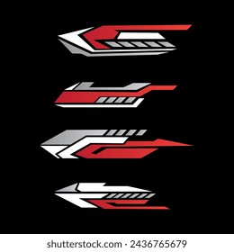 Sport racing stripes car stickers. modification body speed and drift vinyl decal for car bike and truck. Vector race car stickers isolated	