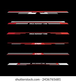 Sport racing stripes car stickers. modification body speed and drift vinyl decal for car bike and truck. Vector race car stickers isolated	