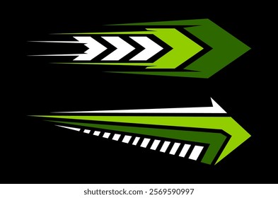 Sport racing stripes design template. Vinyl decal racing design. Speed arrow design illustration.