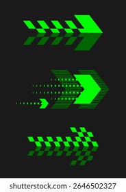 Sport racing stripes design template. Vinyl decal racing design. Speed design illustration. Car stripes sticker. Green arrow vector illustration