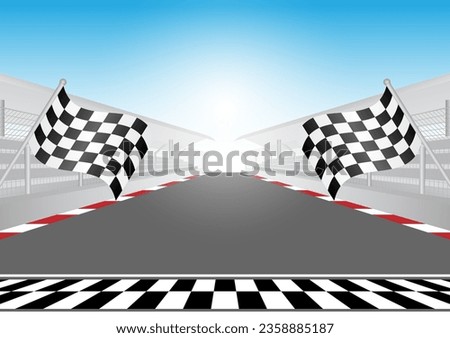 Sport Racing Track With Checkered  Flag. Racing Track with Start or Finish line. Race track road. Vector Illustration.