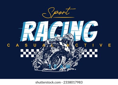 sport racing typography, vector art, for t shirt design, graphics on the topic, Inspirational, motivational, poster. 