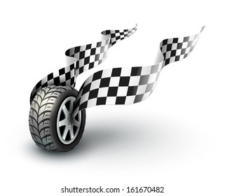 Sport Racing Wheel With Flapping Flags - Eps10 Vector Illustration Isolated On White Background