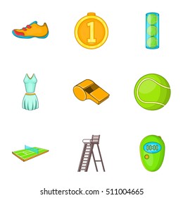 Sport with racket icons set. Cartoon illustration of 9 sport with racket vector icons for web