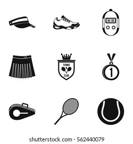 Sport with racket icons set. Simple illustration of 9 sport with racket vector icons for web