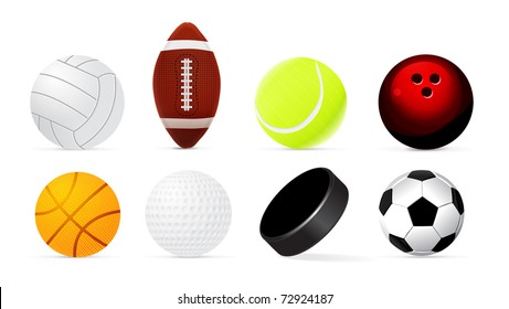 Sport realistic ball set isolated on white background.