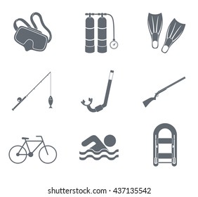 Sport and recreation icons set. Vector illustration.