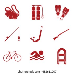 Sport and recreation icons set. Vector illustration