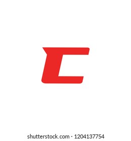Sport red letter C, vector symbol. Font monogram. Simple logo template