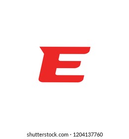 Sport red letter E, vector symbol. Font monogram. Simple logo template