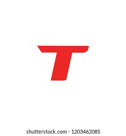 Sport red letter T, vector symbol. Font monogram. Simple logo template