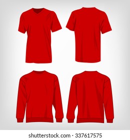 Sport red t-shirt and sweater isolated set vector