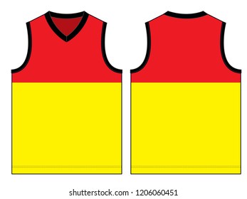 Sport Red-Yellow Tank Top With Black Edging Design Vector.Front and Back View.