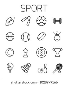 Sport related vector icon set. Well-crafted sign in thin line style with editable stroke. Vector symbols isolated on a white background. Simple pictograms.