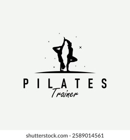 sport relaxation fitness physical illustration silhouette logo pilates training pose sports gymnastics template symbol