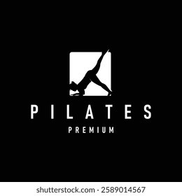 sport relaxation fitness physical illustration silhouette logo pilates training pose sports gymnastics template symbol