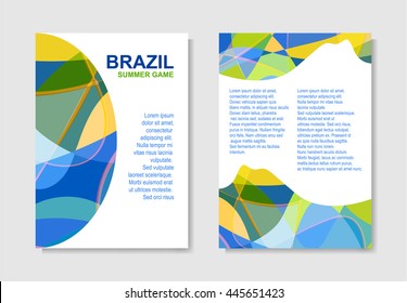 Sport report cover in theme of Brazil summer game in vector format for A4 size, This design can be used for  brochure and cover presentation template.