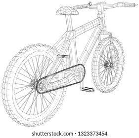 Sport road bike bicycle. Created illustration of 3d. Vector wire-frame concept.