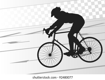 Sport road bike rider bicycle silhouette in urban city road background illustration vector
