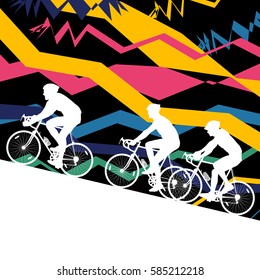 Sport road bike riders bicycle silhouette in abstract mosaic background illustration vector