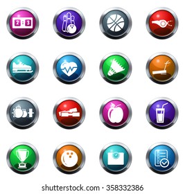 Sport round glossy web icon set