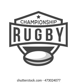 Sport Rugby Logo. Black and White. Vintage Style.
