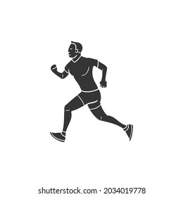 Sport Run Icon Silhouette Illustration. Man Training Vector Graphic Pictogram Symbol Clip Art. Doodle Sketch Black Sign.