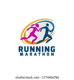 Sport Run Running Marathon Club Team Competition Logo Template Vector