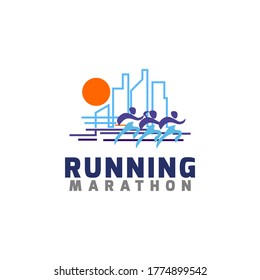 Sport Run Running Marathon Club Team Competition Logo Template Vector