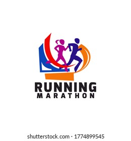 Sport Run Running Marathon Club Team Competition Logo Template Vector