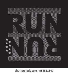 Sport run typography, tee shirt graphics, vectors