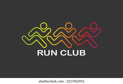 Sport running club vector label or emblem. Vector icon.	
