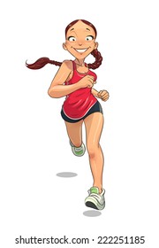 Sport. Running girl. Eps10 vector illustration. Isolated on white background