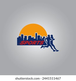 Ilustración vectorial de logotipo de running deportivo sobre fondo blanco