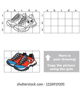 Sport running man shoes funny and smiley, the educational horizontal game with simple game level. Copy the picture.
