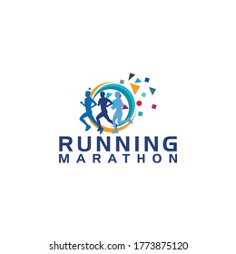 Sport Running Marathon Competition Logo Template Vector 