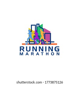 Sport Running Marathon Competition Logo Template Vector 