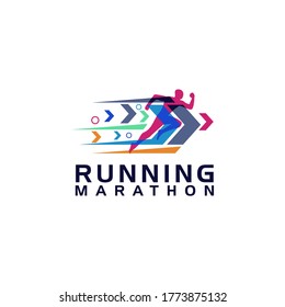 Sport Running Marathon Competition Logo Template Vector 