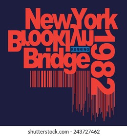 Sport running New York typography, t-shirt graphics, vectors