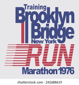 Sport running NYC typography, t-shirt graphics, vectors