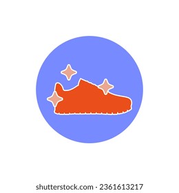 Sport running shoe care and clean. Sneakers and sparkling stars with glitter. 